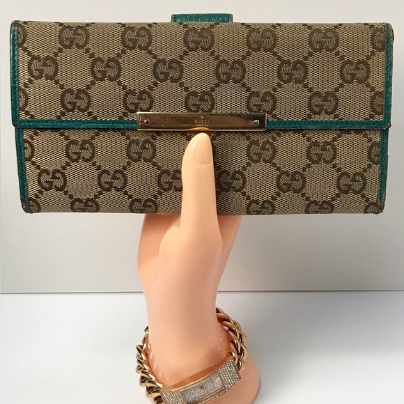 GUCCI Signature Monogram Canvas/Leather Long Wallet โค๏ธ - Picture 3 of 17